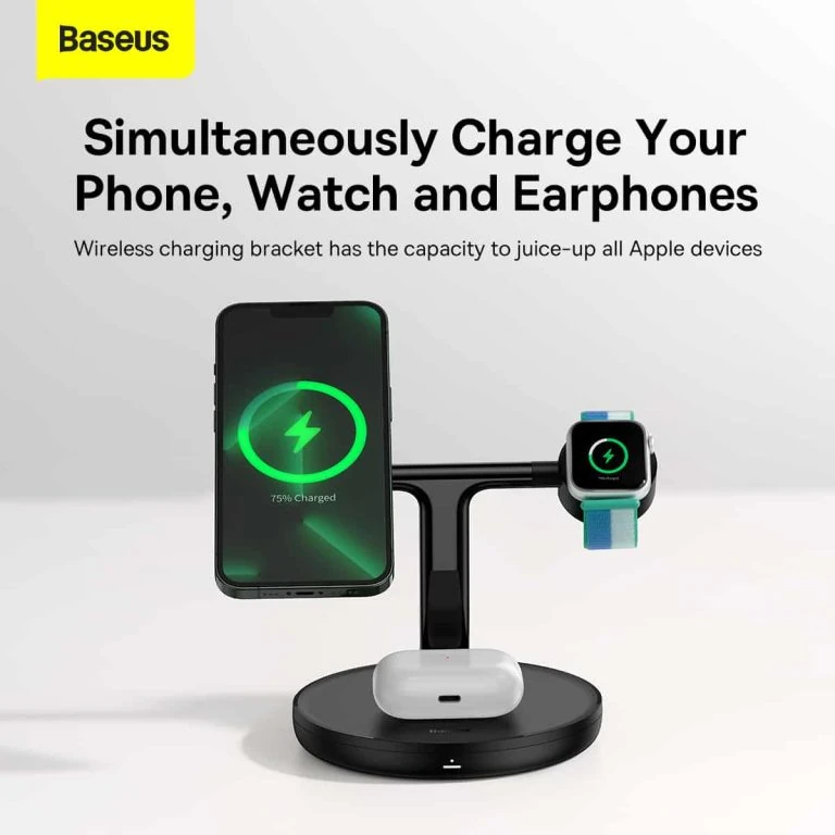 Baseus 20W Swan 3-In-1 Wireless Magnetic Charging For Apple IPhone & Watch 7, SE & Nike With Cable USB For Type-C 3A