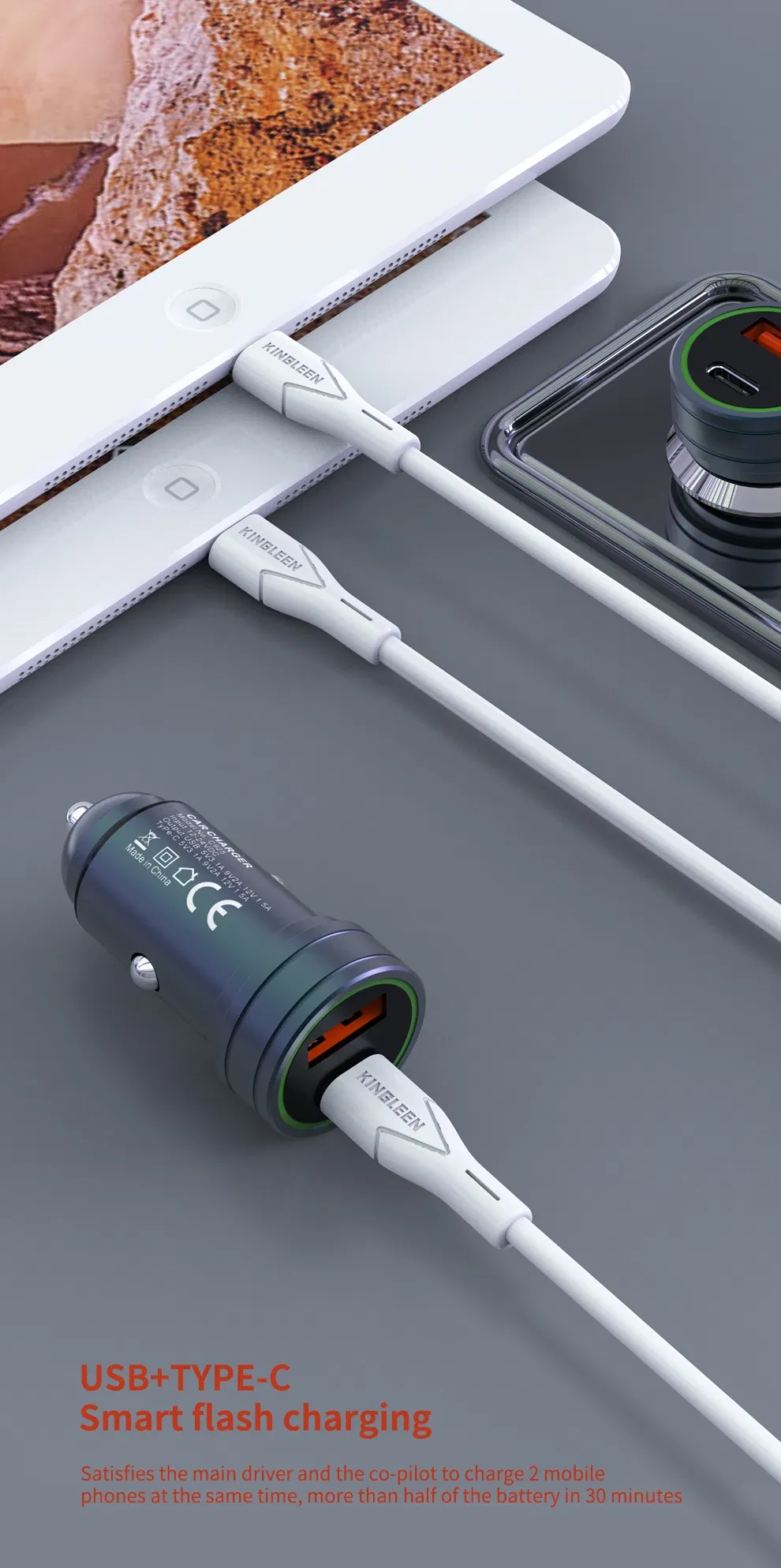 Kingleen 18W PD+QC 3.0 Fast Car Charger C925i