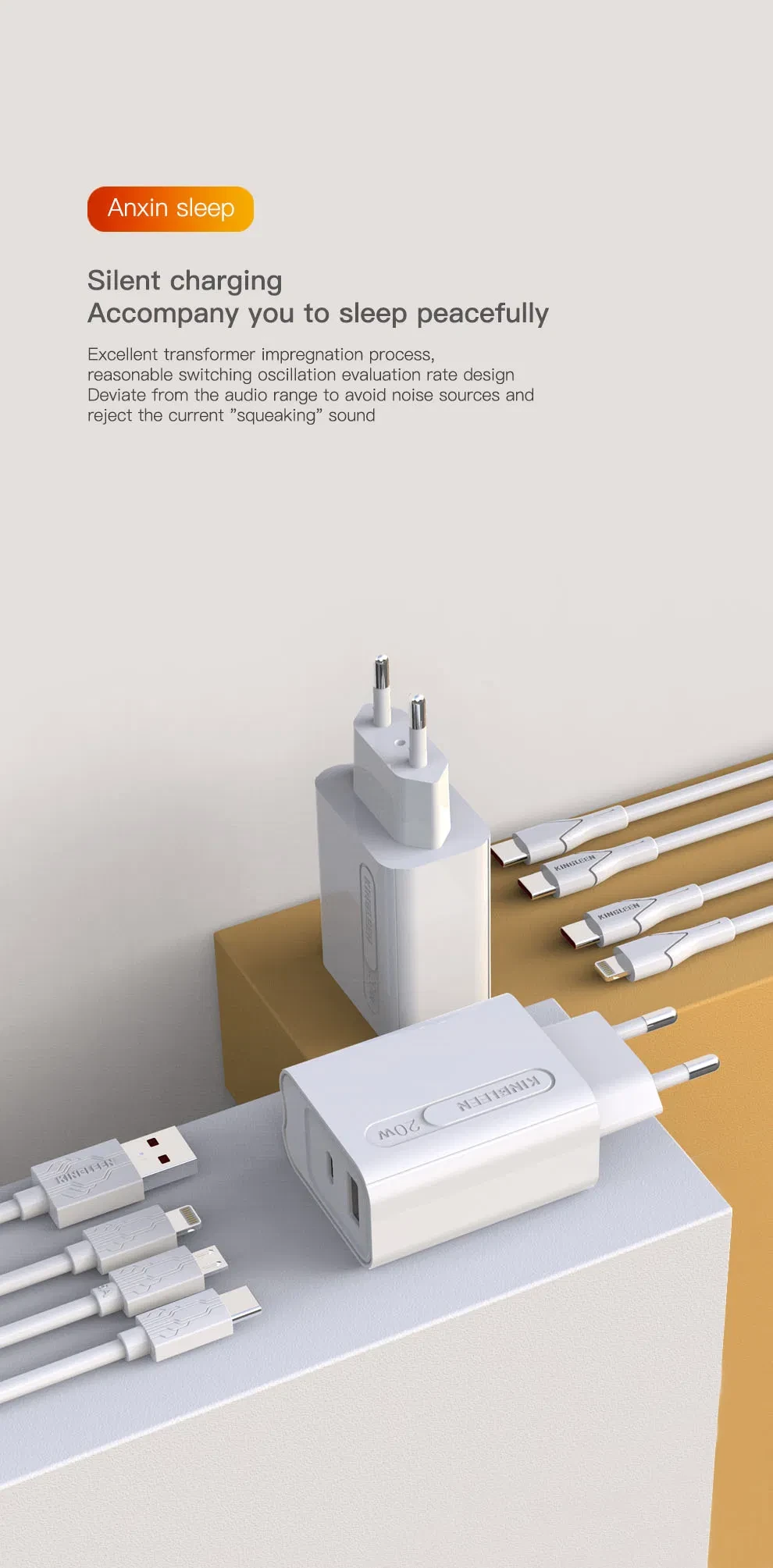 Kingleen Dual Port Fast Charger 20W PD+USB 3.0 E30