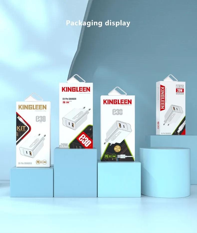 Kingleen Dual Port Fast Charger 20W PD+USB 3.0 E30