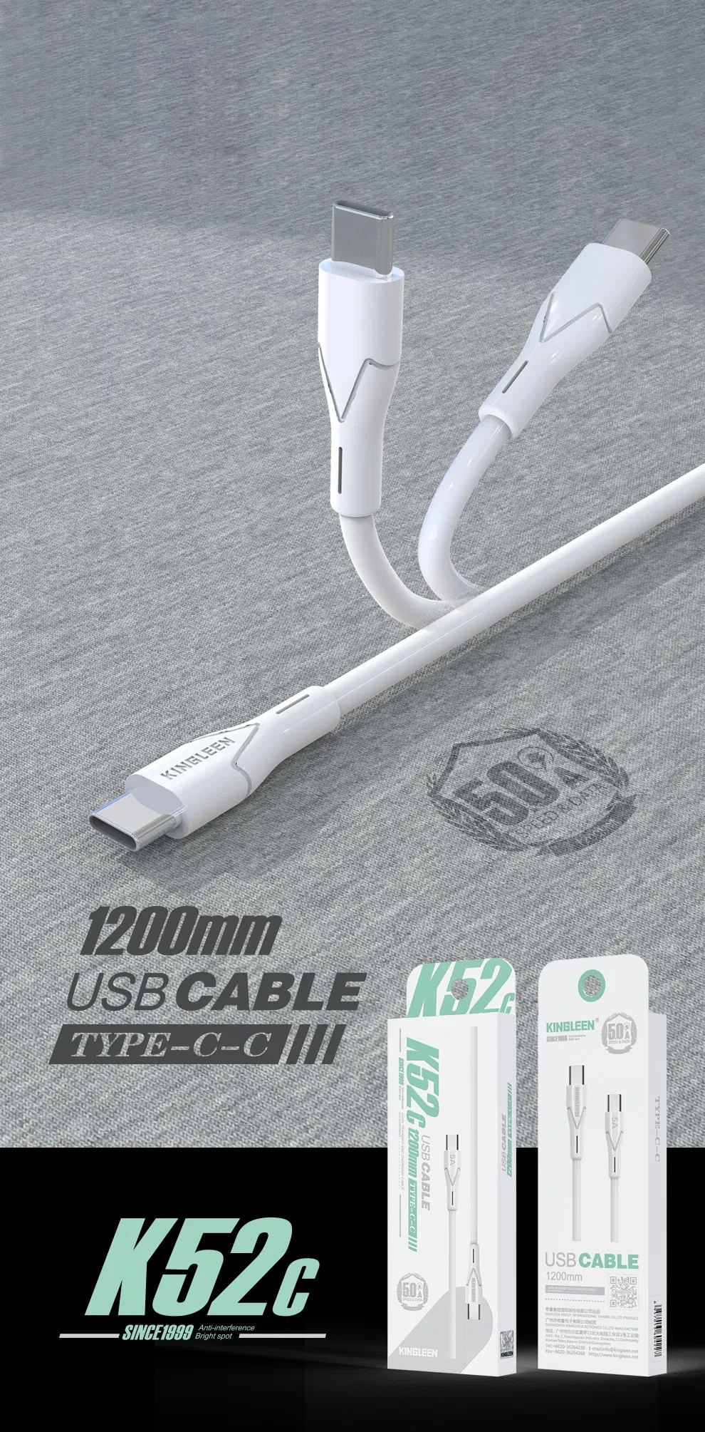 KINGLEEN TYPE C TO TYPE C 60W DATA CABLE 1Meter K26C