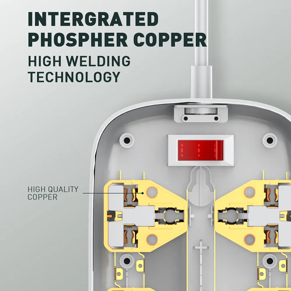 LDNIO SC4407 Heavy Duty Power Socket Extension 4 Power Plug Socket & 4-USB Port with 2M Cord