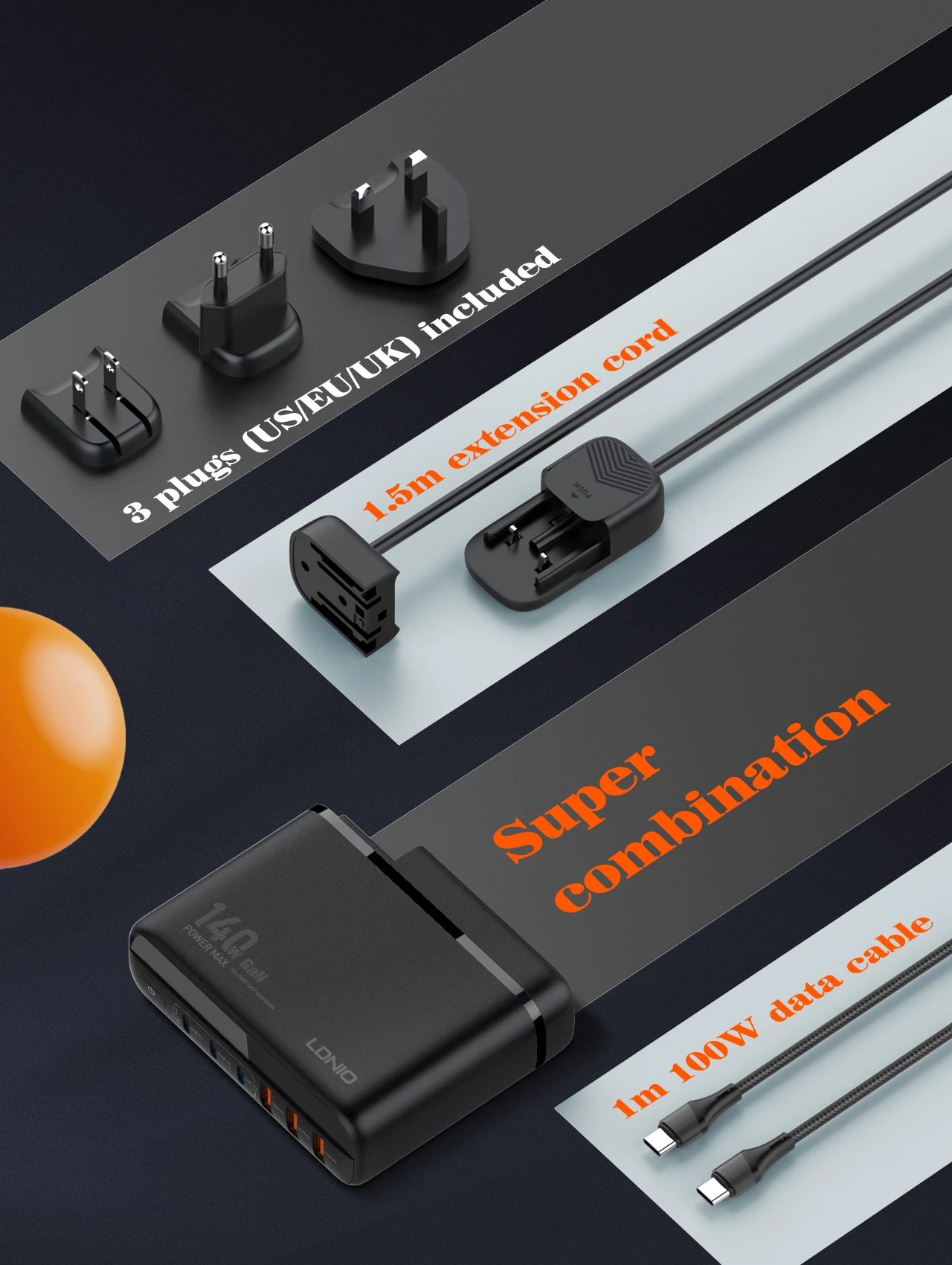 LDNIO 140W GaN Super Fast Desktop Charger A6140C