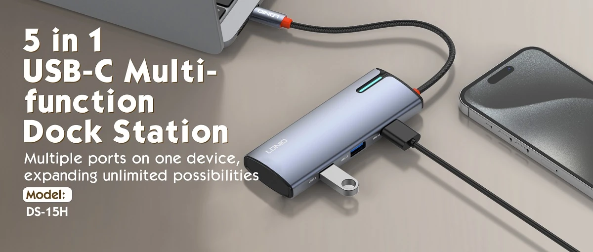 LDNIO 5-in-1 USB C Docking Station DS-15H