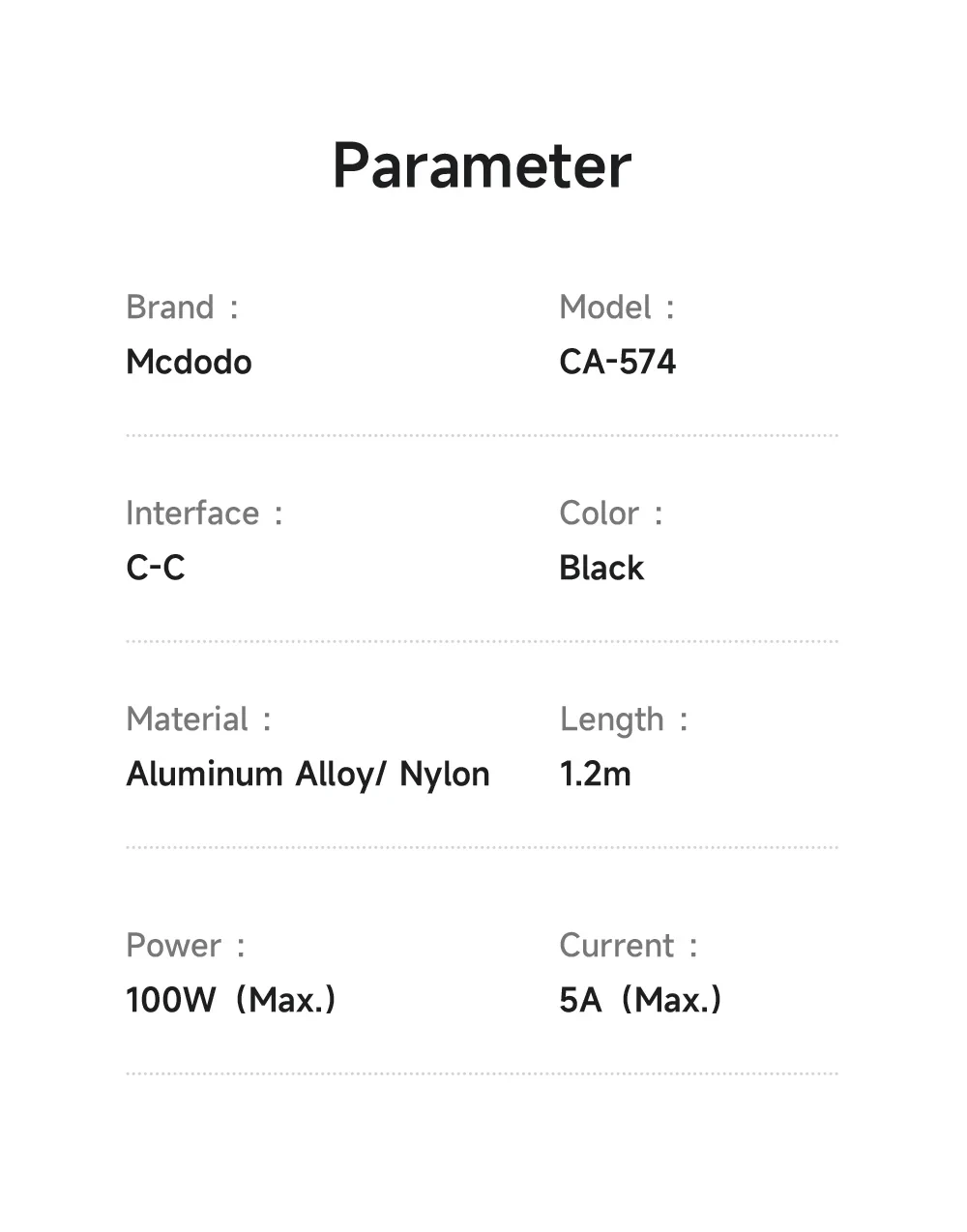 McDodo CA-5740 Type-C to Type C 100W Cable