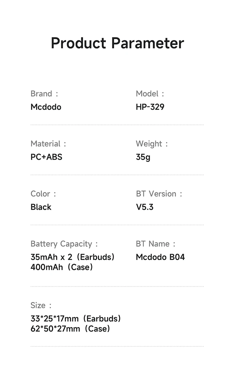 MCDODO DIGITAL DISPLAY TWS WIRELESS EARBUDS
