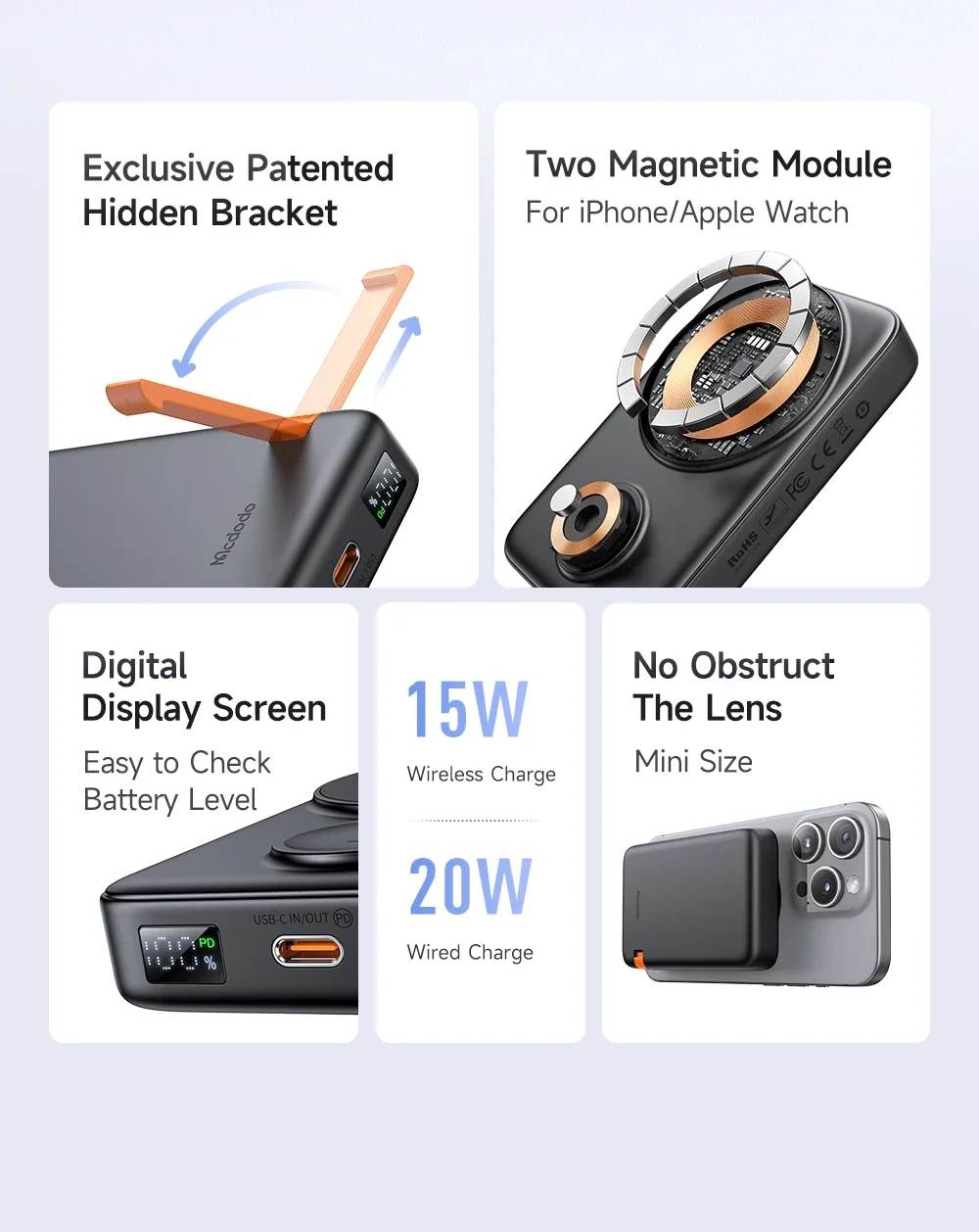 Mcdodo 2 in 1 Magnetic Wireless Power Bank MC-1461