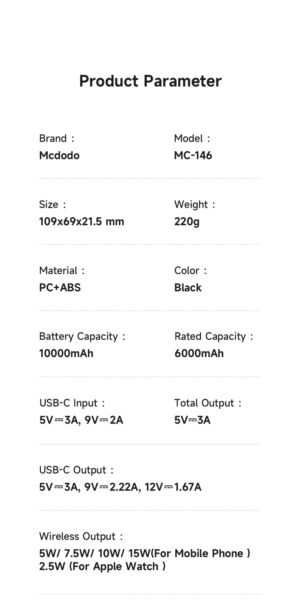 Mcdodo 2 in 1 Magnetic Wireless Power Bank MC-1461