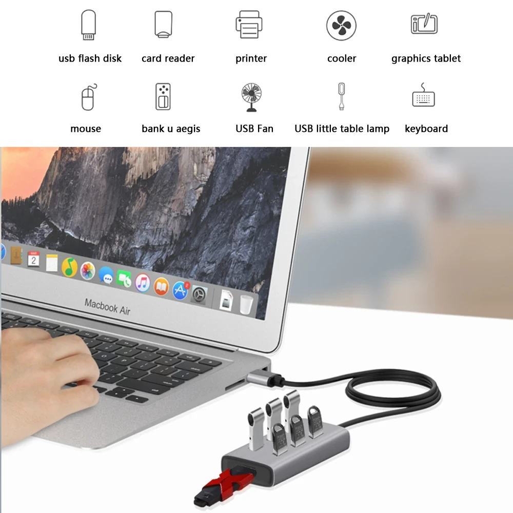 Onten 8108 USB-A 3.0 To 7 Port USB-A 3.0 Hub Docking Station