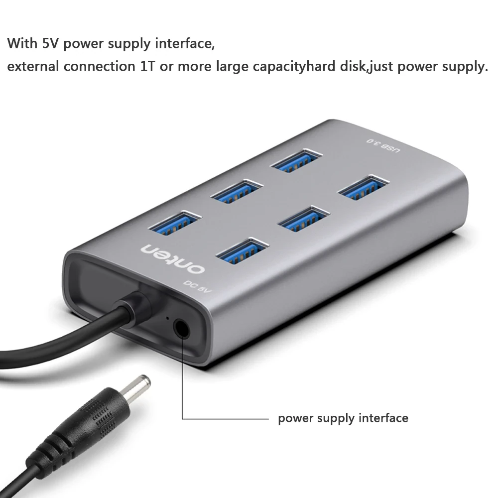 Onten 8108 USB-A 3.0 To 7 Port USB-A 3.0 Hub Docking Station