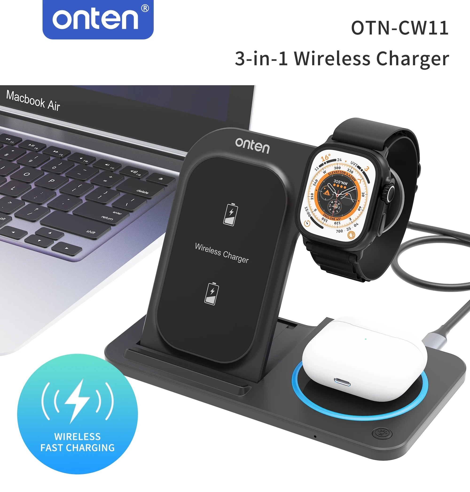 ONTEN 3-IN-1 Wireless Charger OTN-CW11