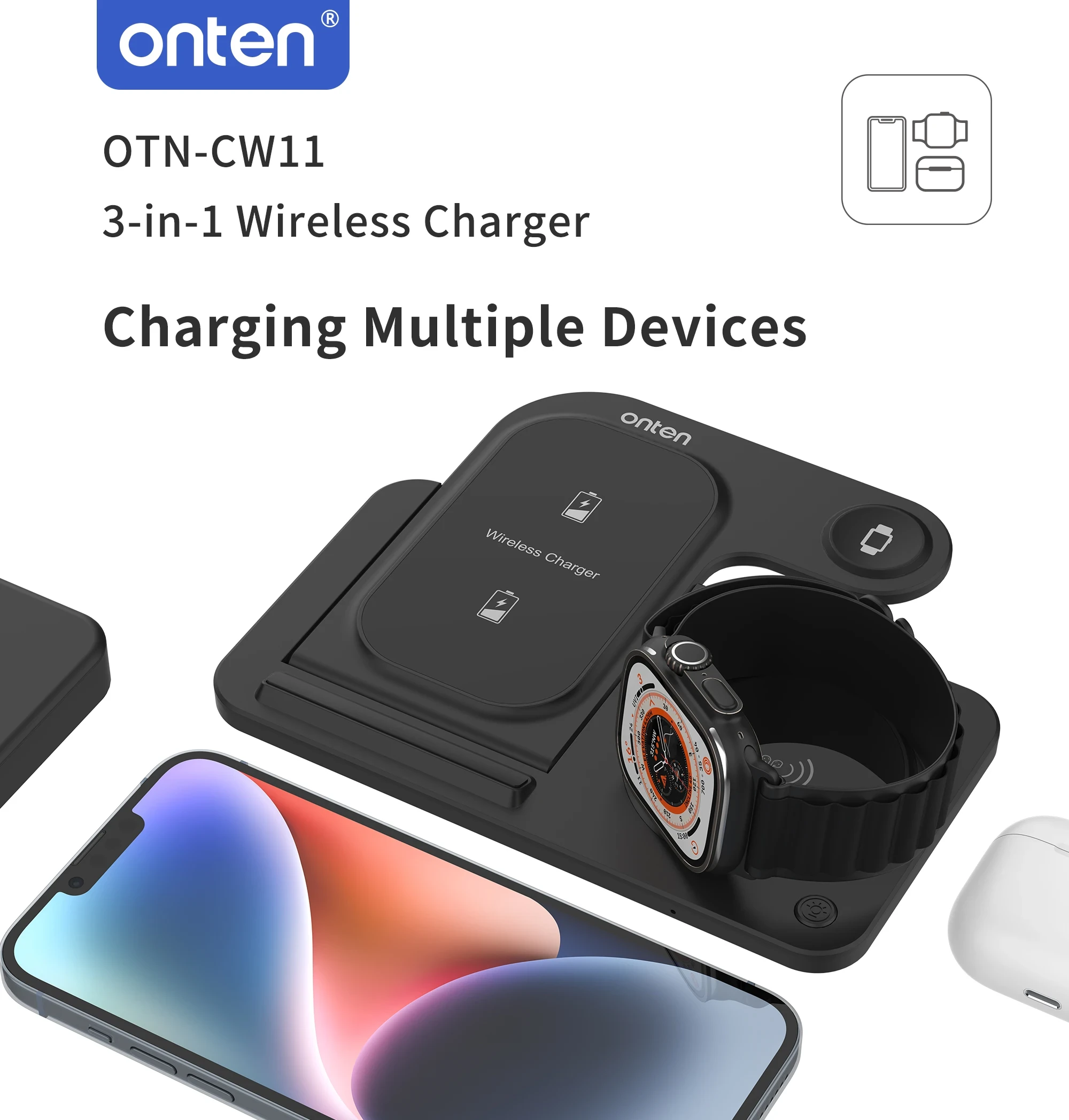 ONTEN 3-IN-1 Wireless Charger OTN-CW11