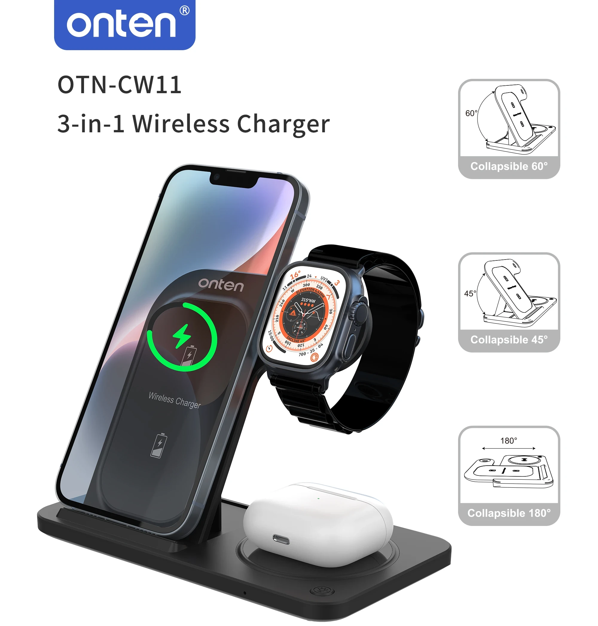 ONTEN 3-IN-1 Wireless Charger OTN-CW11