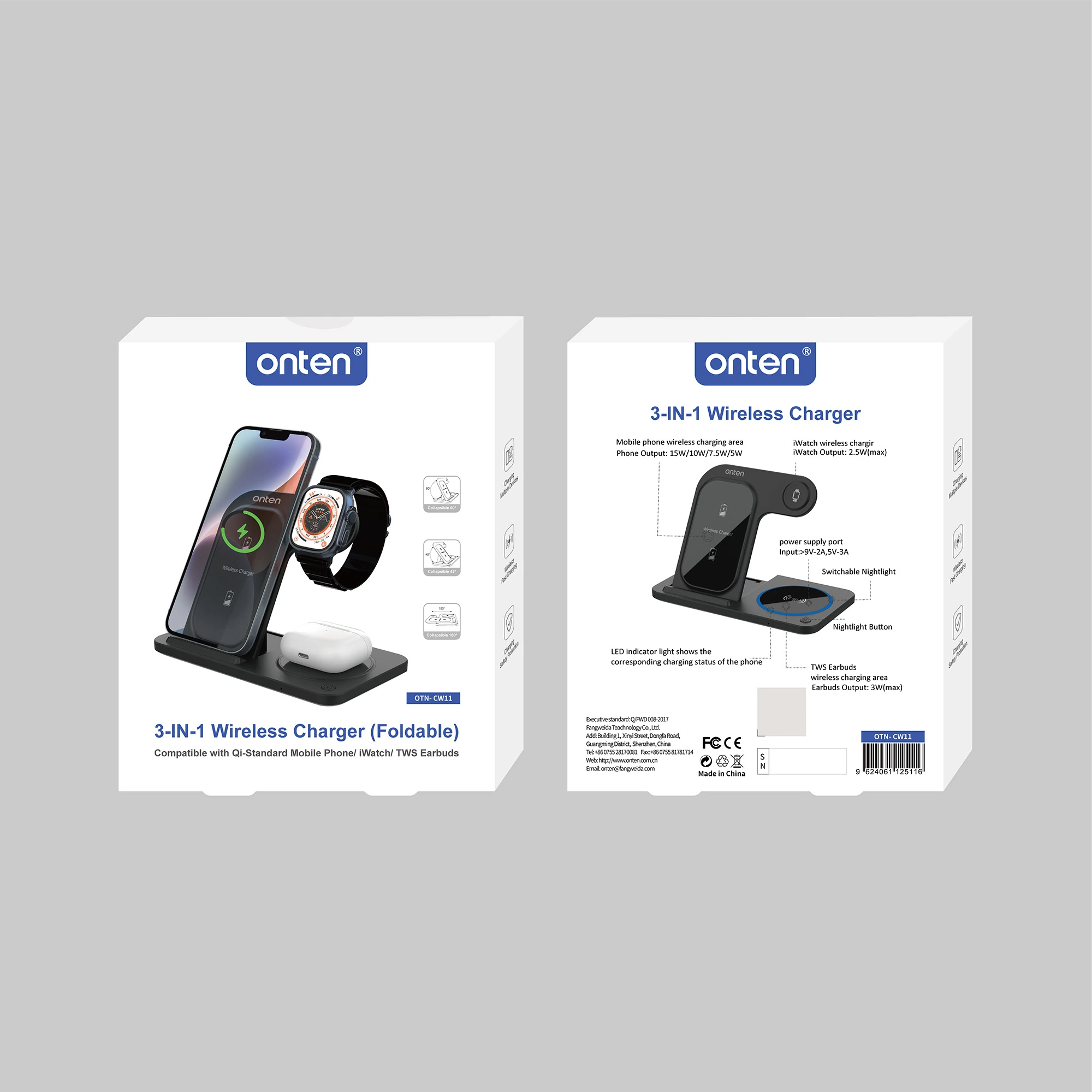 ONTEN 3-IN-1 Wireless Charger OTN-CW11