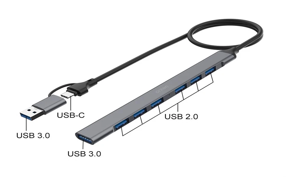 Onten 2 in 7 Type-C to USB 3.0 Hub