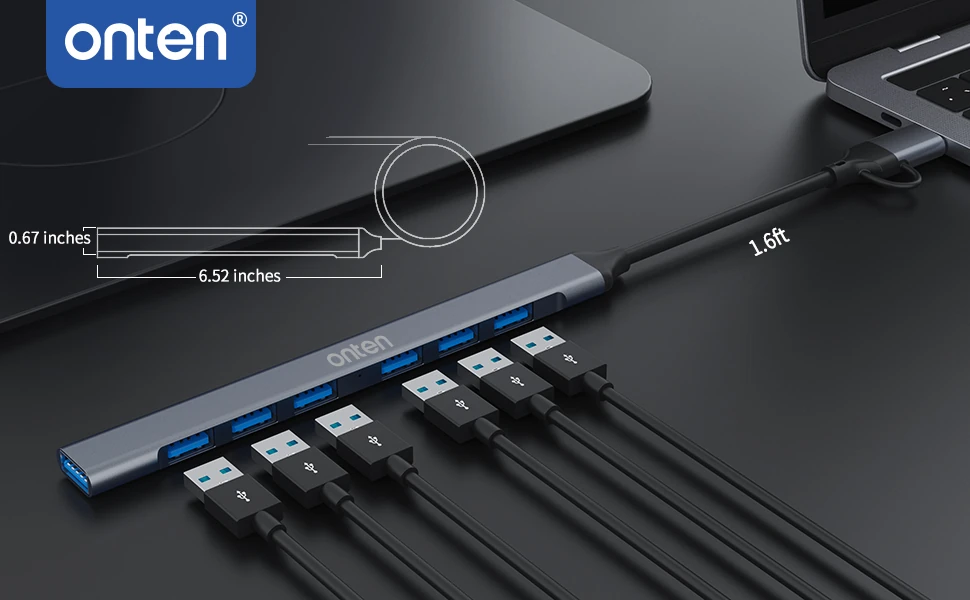 Onten 2 in 7 Type-C to USB 3.0 Hub