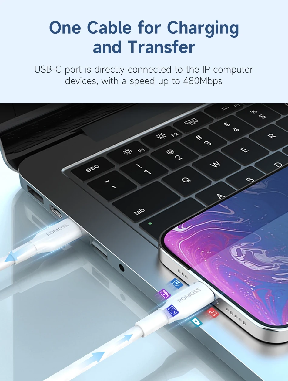 Romoss CB1713 PD Data Cable 20W Fast Charging Cable 1-meter