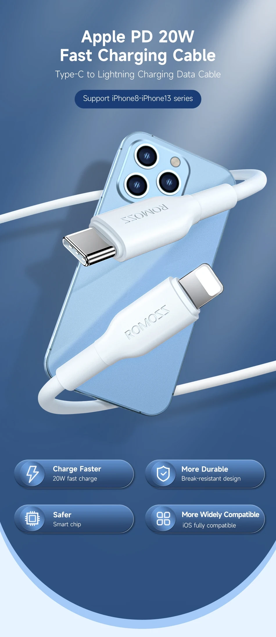 Romoss CB1713 PD Data Cable 20W Fast Charging Cable 2-meter