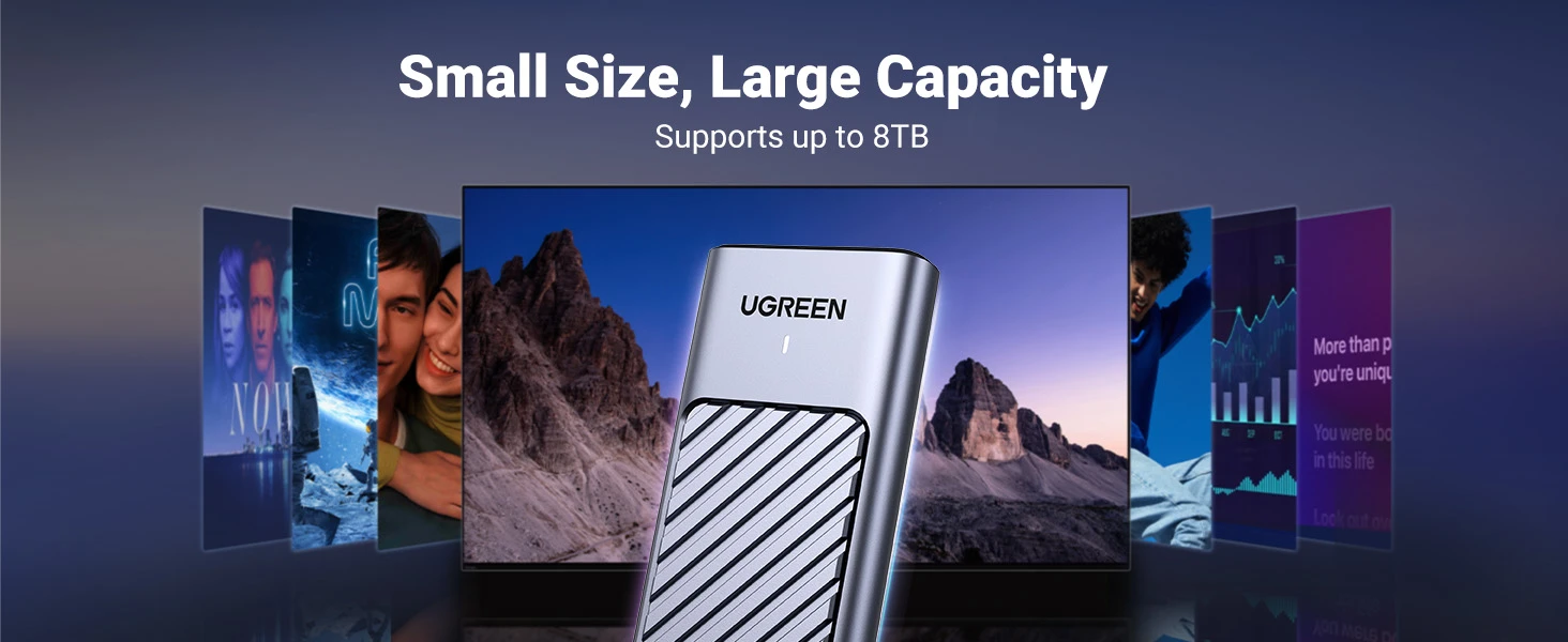 Ugreen 10Gbps M.2 NVMe SATA SSD Hard Drive Enclosure With 2 Cables