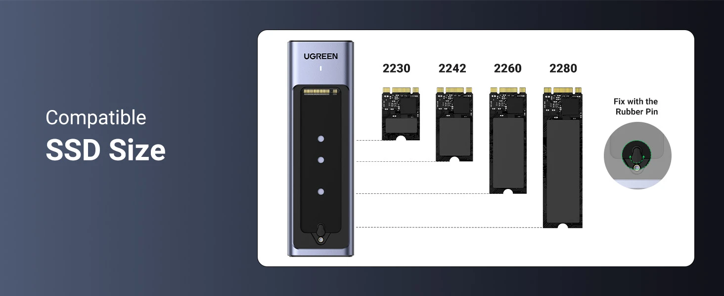 Ugreen 10Gbps M.2 NVMe SATA SSD Hard Drive Enclosure With 2 Cables