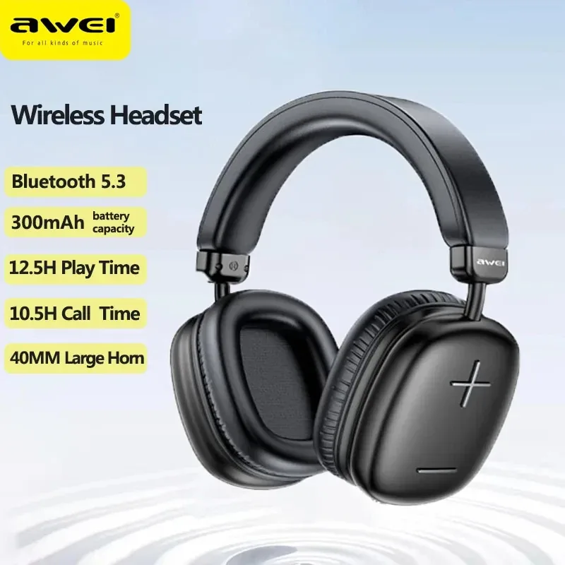 Awei AT6 Wireless Headphones Bluetooth V5.3 Black for Sale in Pakistan