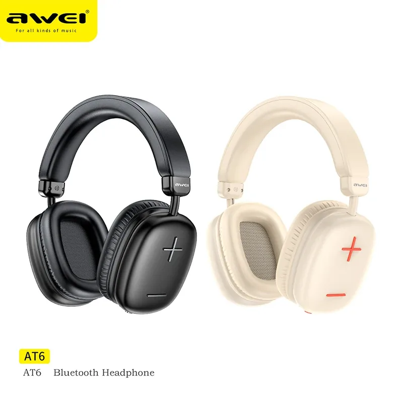 Awei AT6 Wireless Headphones Bluetooth V5.3 Black for Sale in Pakistan