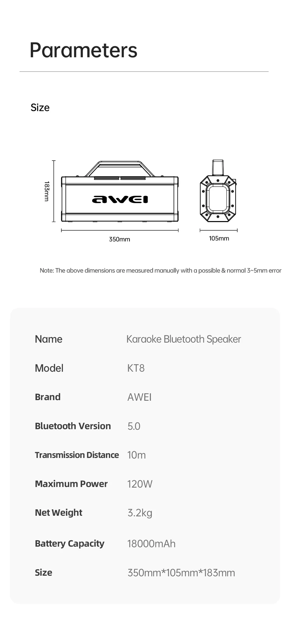 AWEI KT8 Bluetooth Portable Speaker for Sale in Pakistan