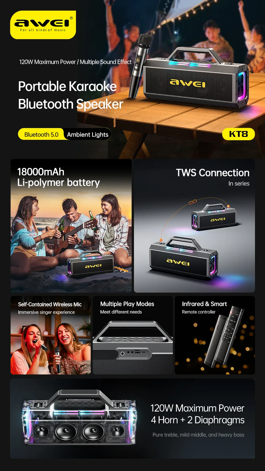 AWEI KT8 Bluetooth Portable Speaker for Sale in Pakistan