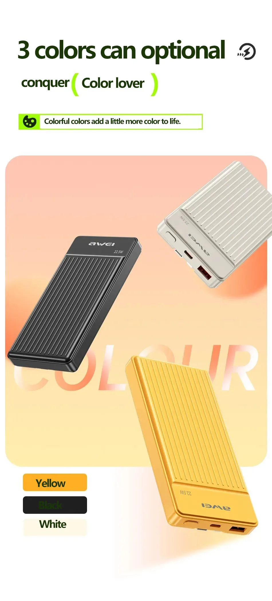 Awei P88K Portable Power Bank 10000mAh for Sale in Pakistan