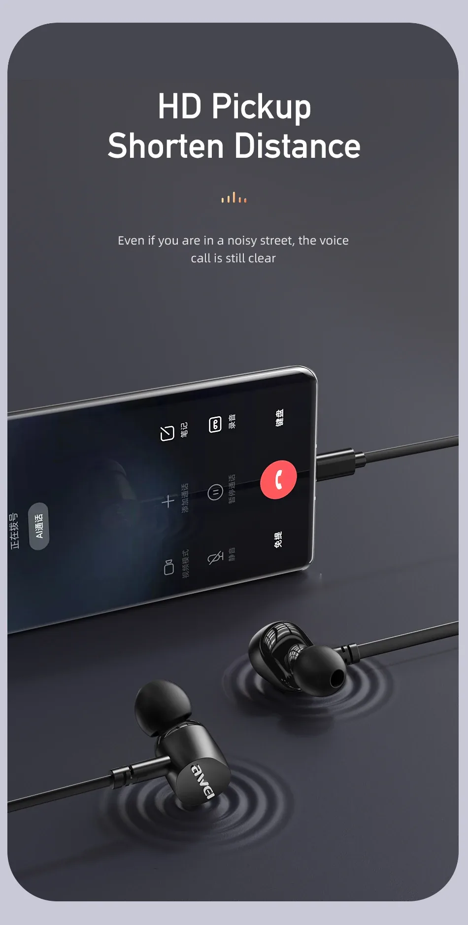 Awei TC-7 Wired Earphone In-ear Type-C Handsfree for Sale in Pakistan