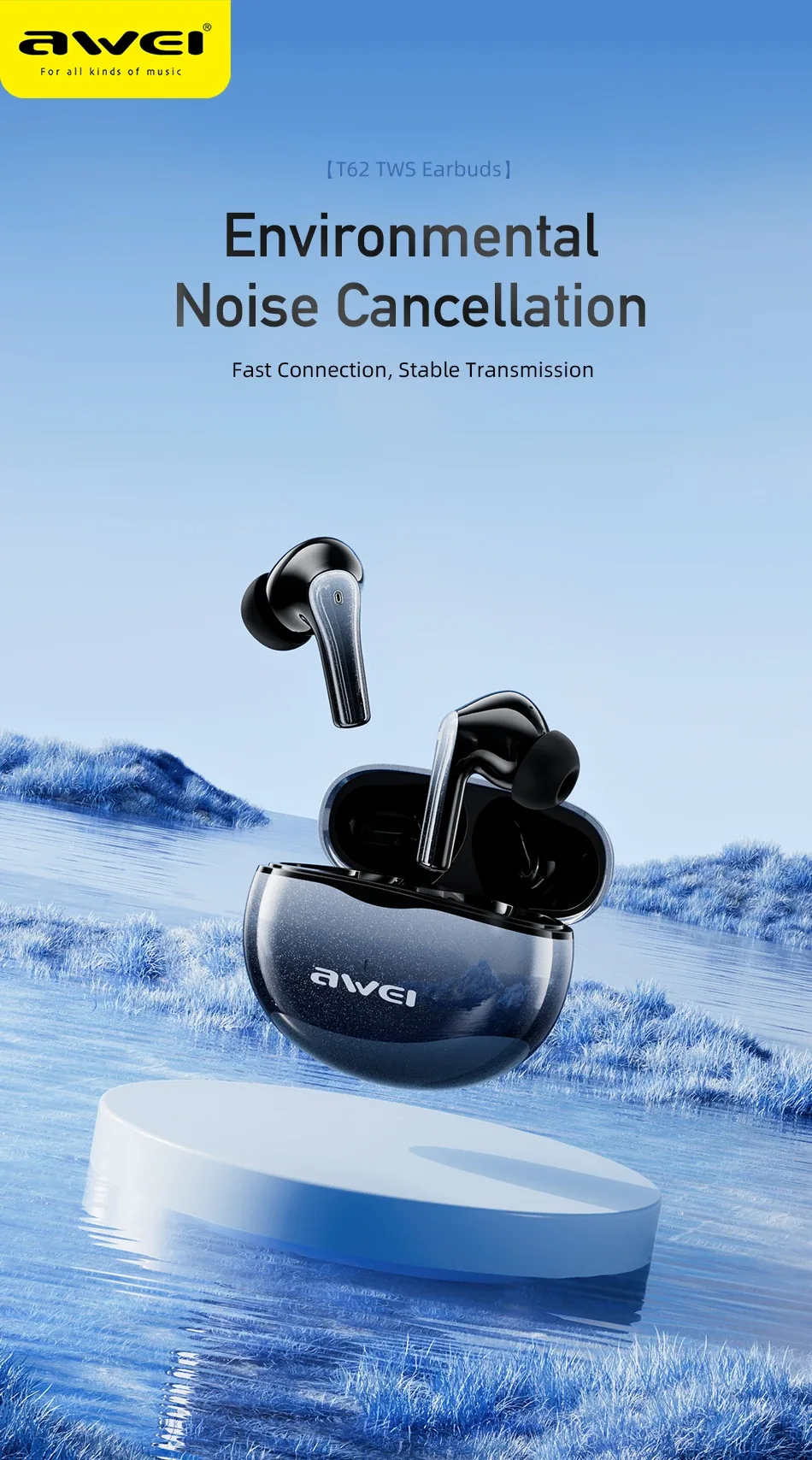 Awei TWS T62 ENC Earphones Bluetooth V5.3 for Sale in Pakistan