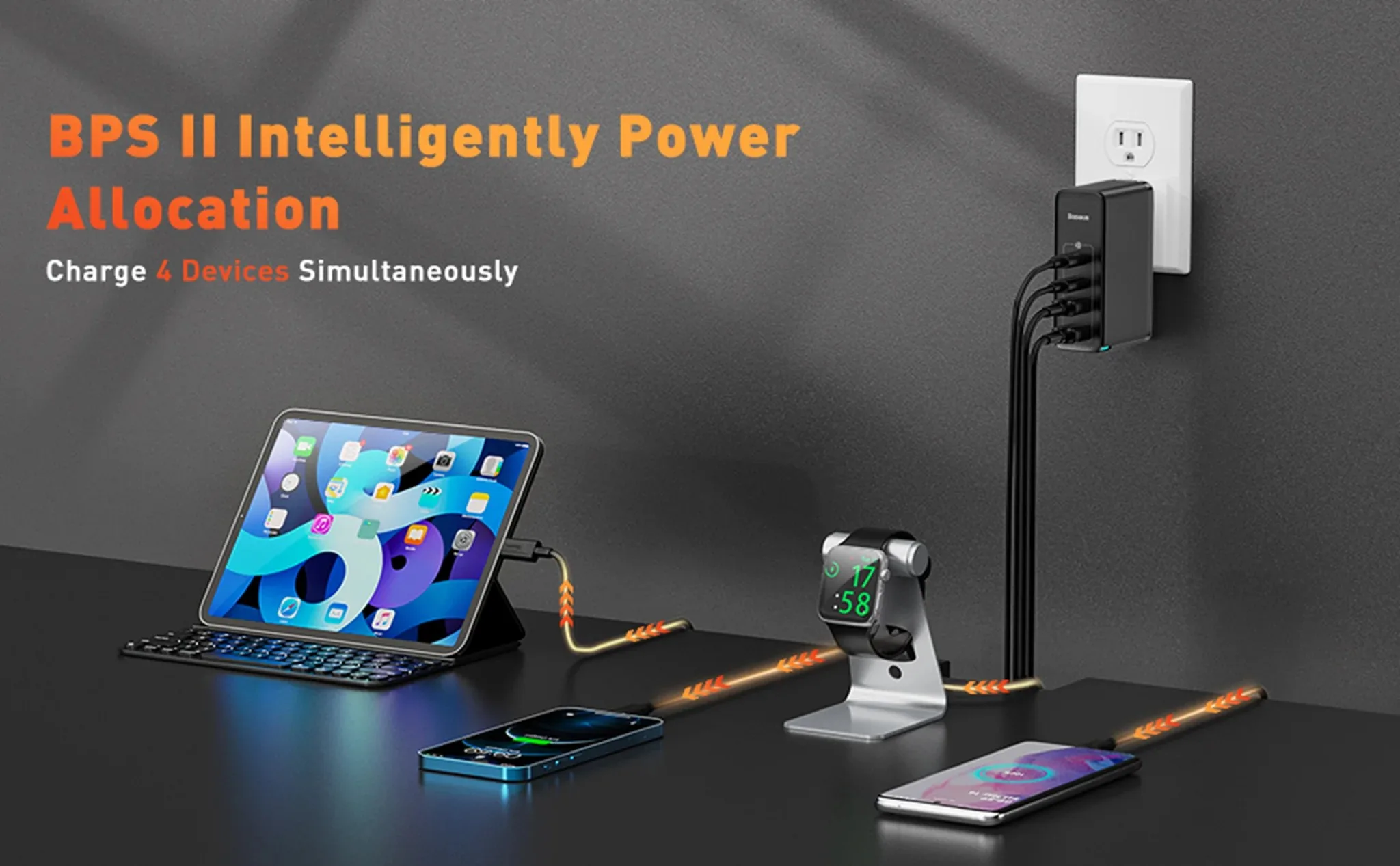 Baseus 100W GaN2 Pro Super Fast Charger 2C+2U With USB-C Cable White for Sale in Pakistan