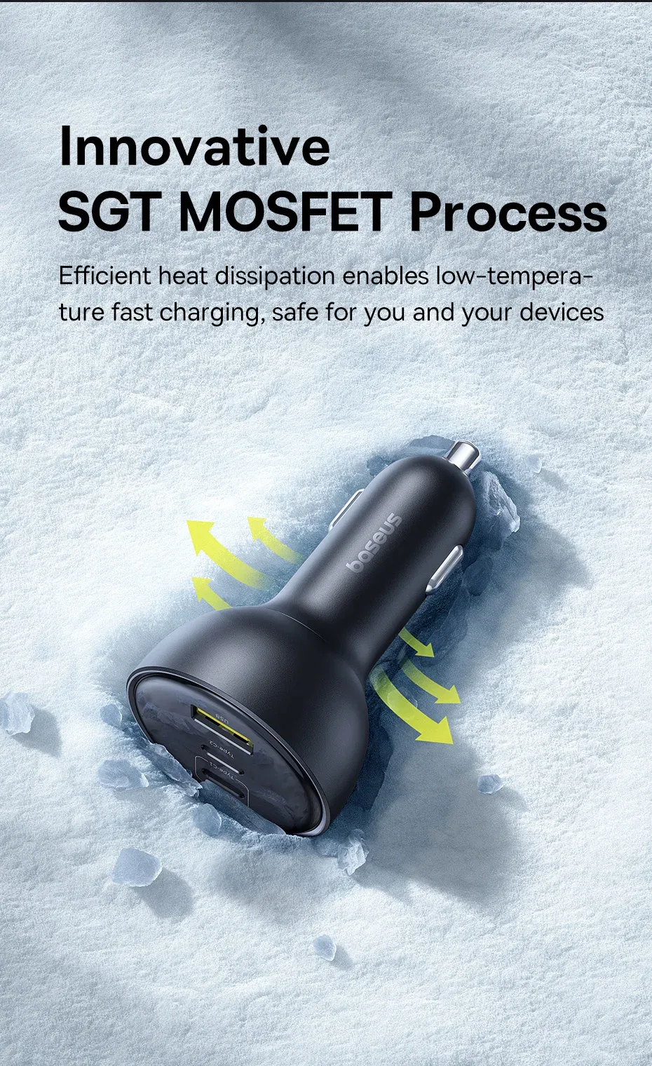 Baseus 152.5W Multi-Port Fast Charge 2C+U Car Charger Cluster Black for Sale in Pakistan