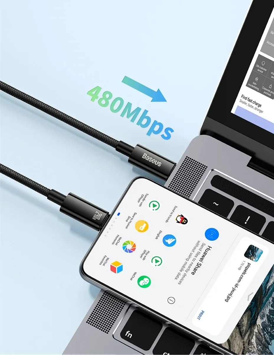 Baseus 240W Tungsten Gold Fast Charge Data Cable Type-C to Type-C for Sale in Pakistan