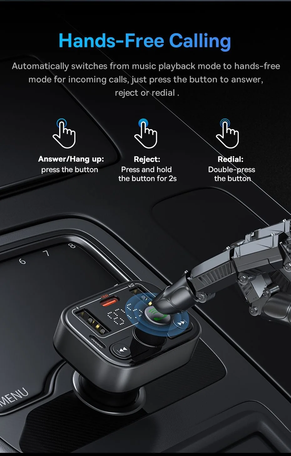 Baseus Car FM Transmitter S-09 Pro Series Black for Sale in Pakistan