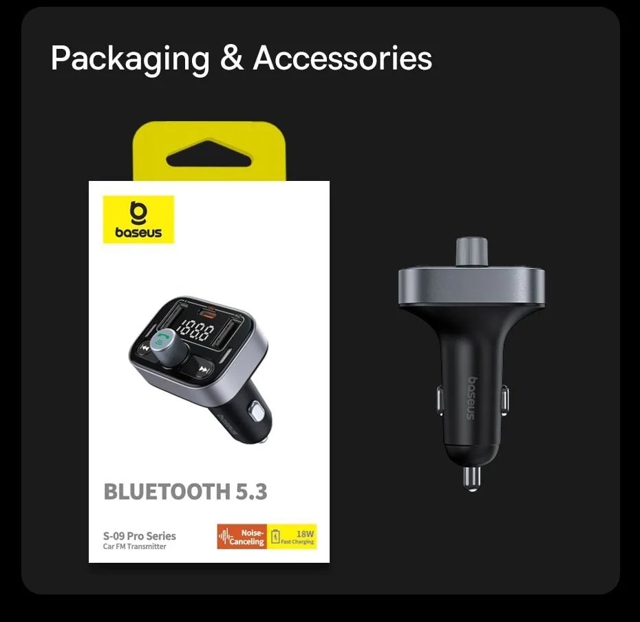Baseus Car FM Transmitter S-09 Pro Series Black for Sale in Pakistan