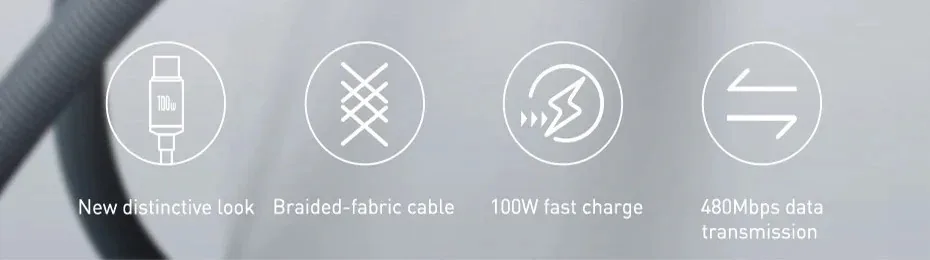 Baseus Crystal Shine Series Fast Charging Cable USB-C to USB-C 100W for Sale in Pakistan