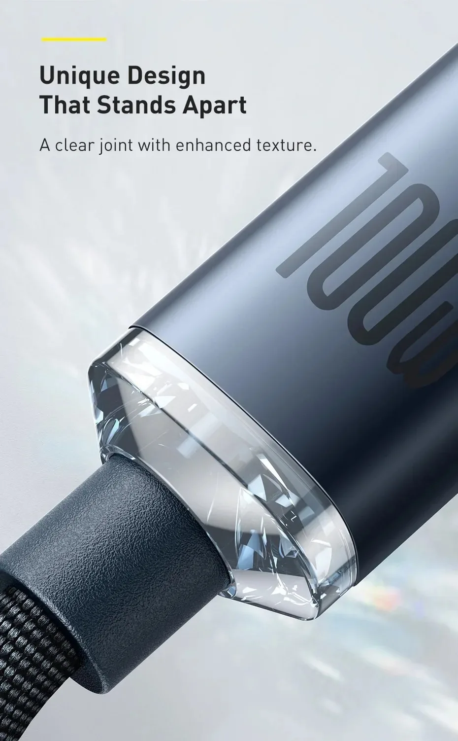 Baseus Crystal Shine Series Fast Charging Cable USB-C to USB-C 100W for Sale in Pakistan