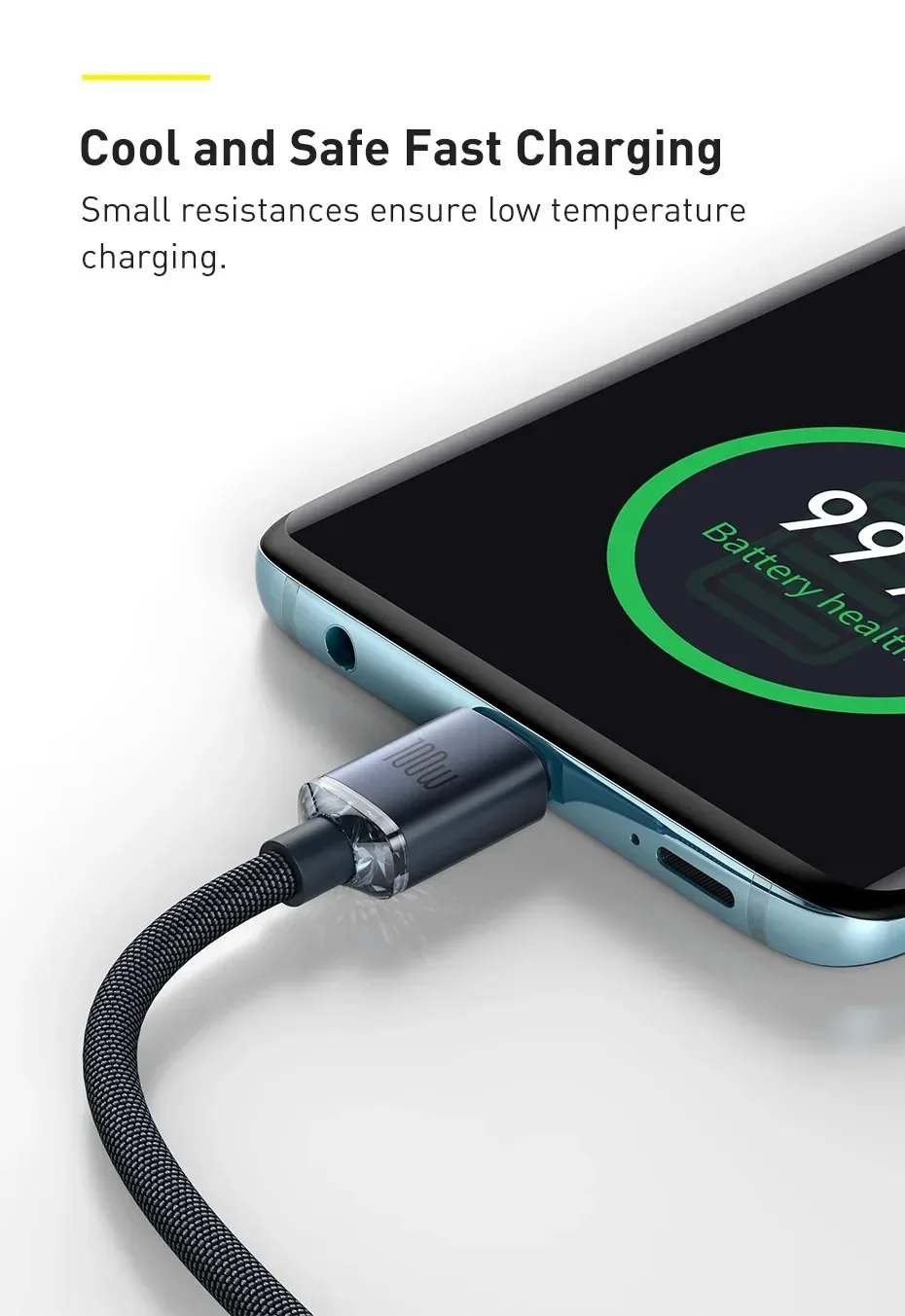 Baseus Crystal Shine Series Fast Charging Cable USB-C to USB-C 100W for Sale in Pakistan