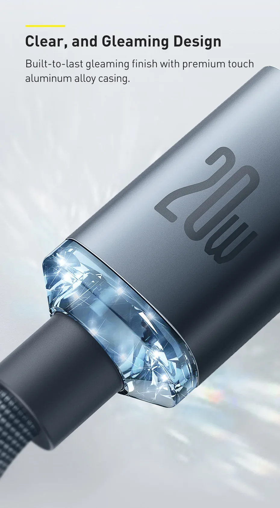 Baseus Crystal Shine Series USB-C To Lightning 20W Fast Charging Data Cable for Sale in Pakistan