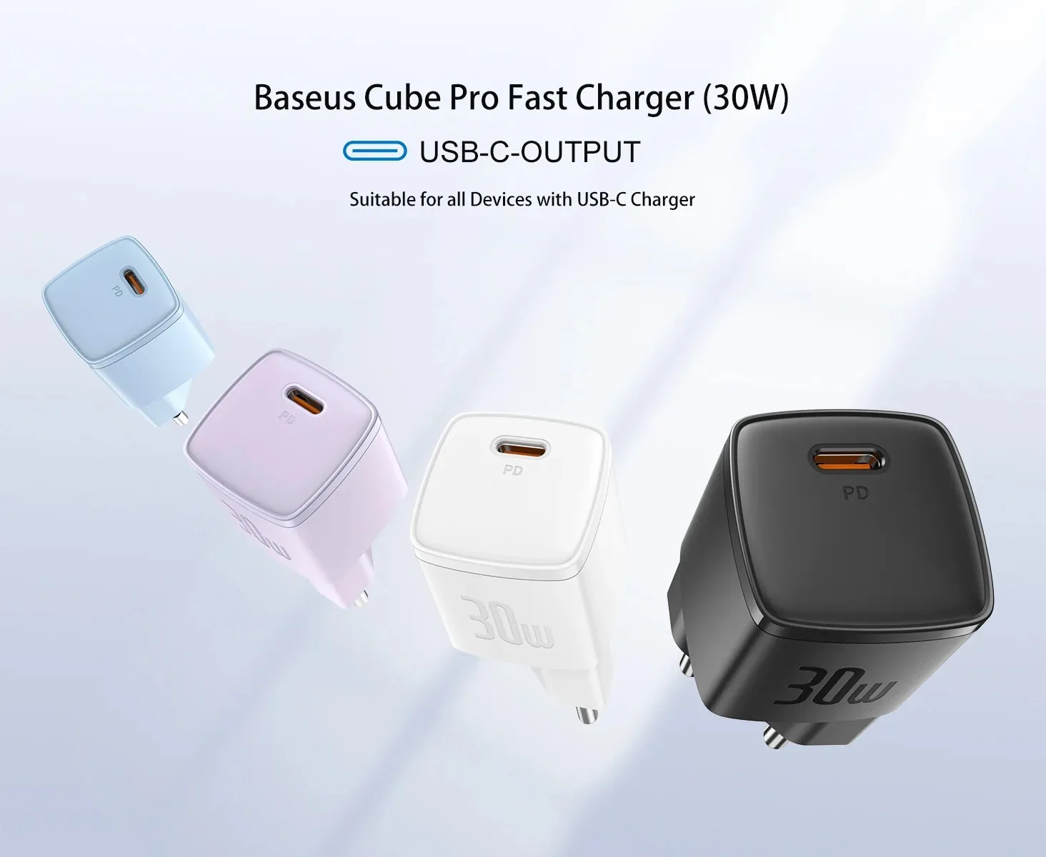 Baseus Cube Pro Fast Charger 1C 30W EU Black for Sale in Pakistan