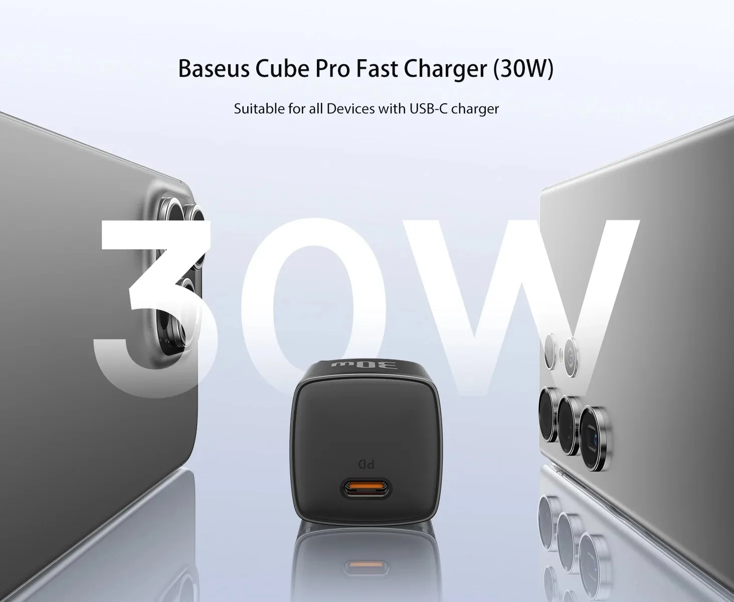 Baseus Cube Pro Fast Charger 1C 30W EU Black for Sale in Pakistan