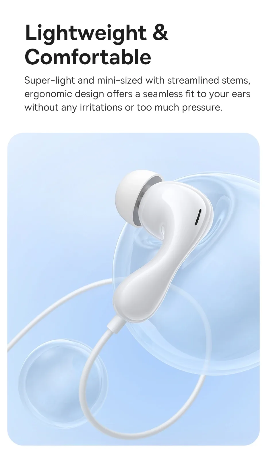 Baseus CZ20 Wired Earphone USB-C Black for Sale in Pakistan