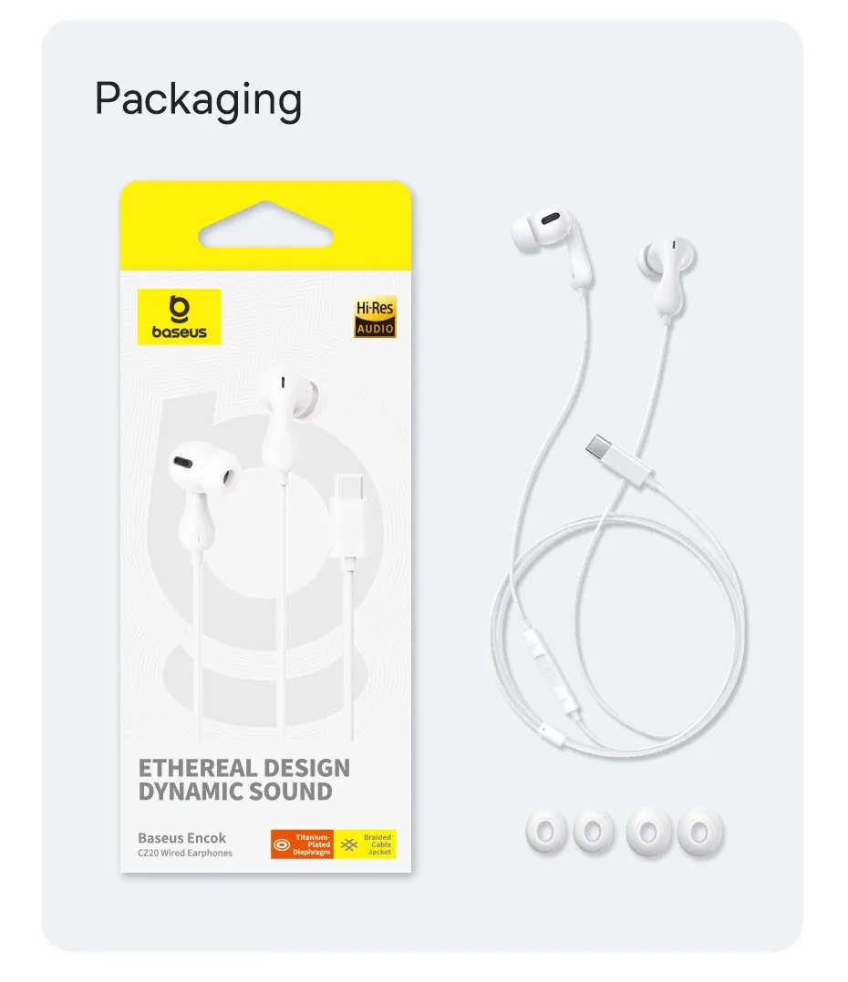 Baseus CZ20 Wired Earphone USB-C Black for Sale in Pakistan