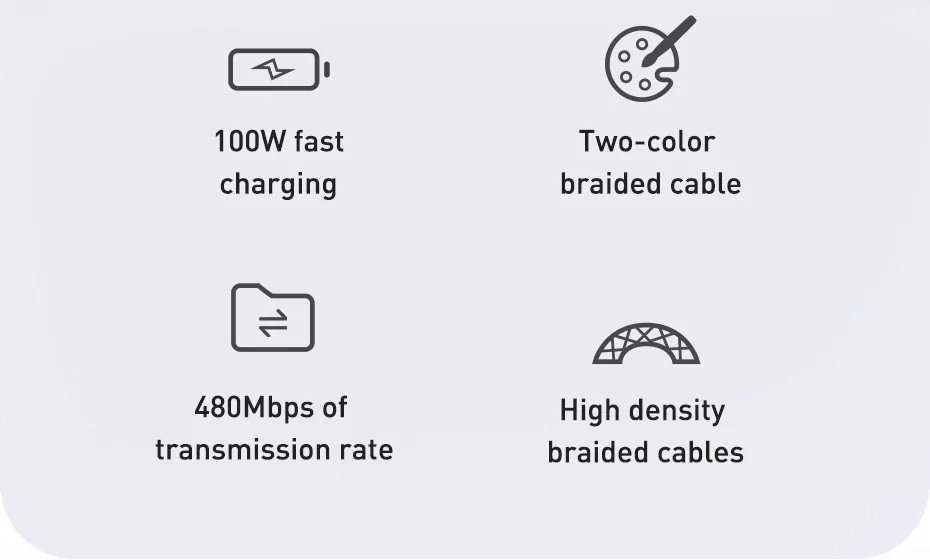 Baseus Dynamic Series Fast Charging Cable USB-C to USB-C 100W for Sale in Pakistan