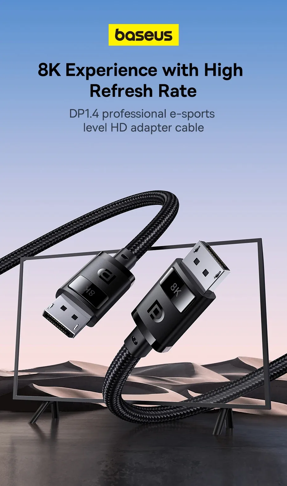 Baseus High Definition Series 8K DP to DP Adapter Cable for Sale in Pakistan