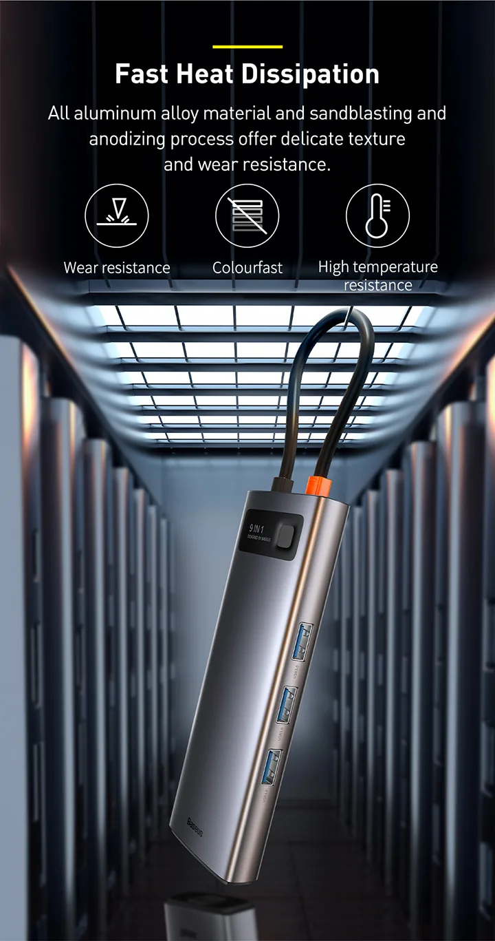 Baseus Metal Gleam Series 9 in 1 Multifunctional Type-C HUB Docking Station â CAHUB-CU0G for Sale in Pakistan