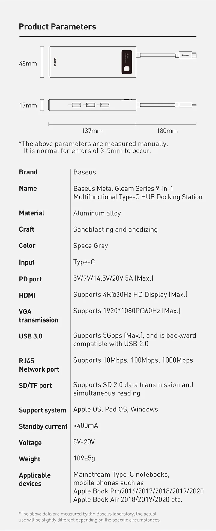 Baseus Metal Gleam Series 9 in 1 Multifunctional Type-C HUB Docking Station â CAHUB-CU0G for Sale in Pakistan