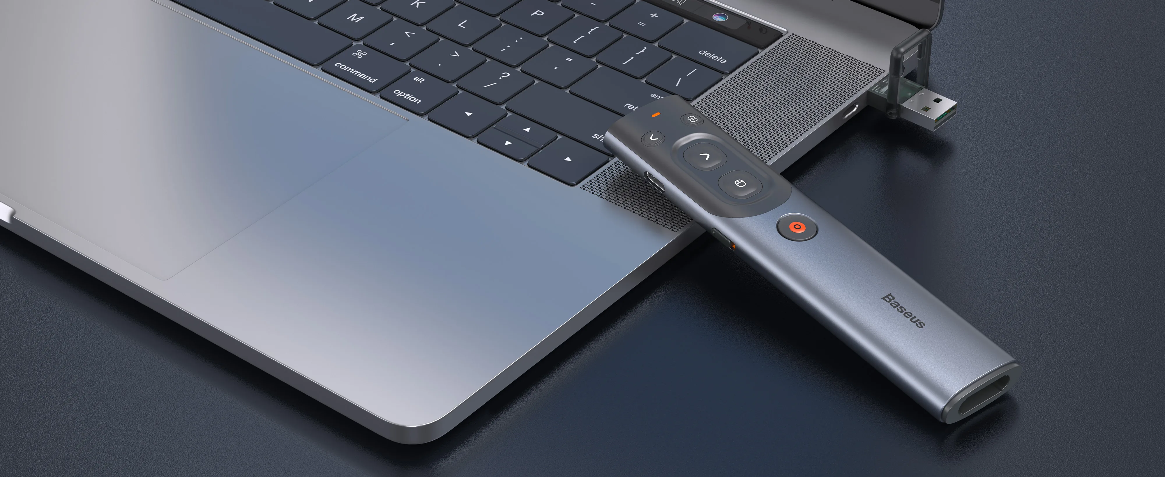 Baseus Orange Dot AI Wireless Presenter (Red Laser) for Sale in Pakistan