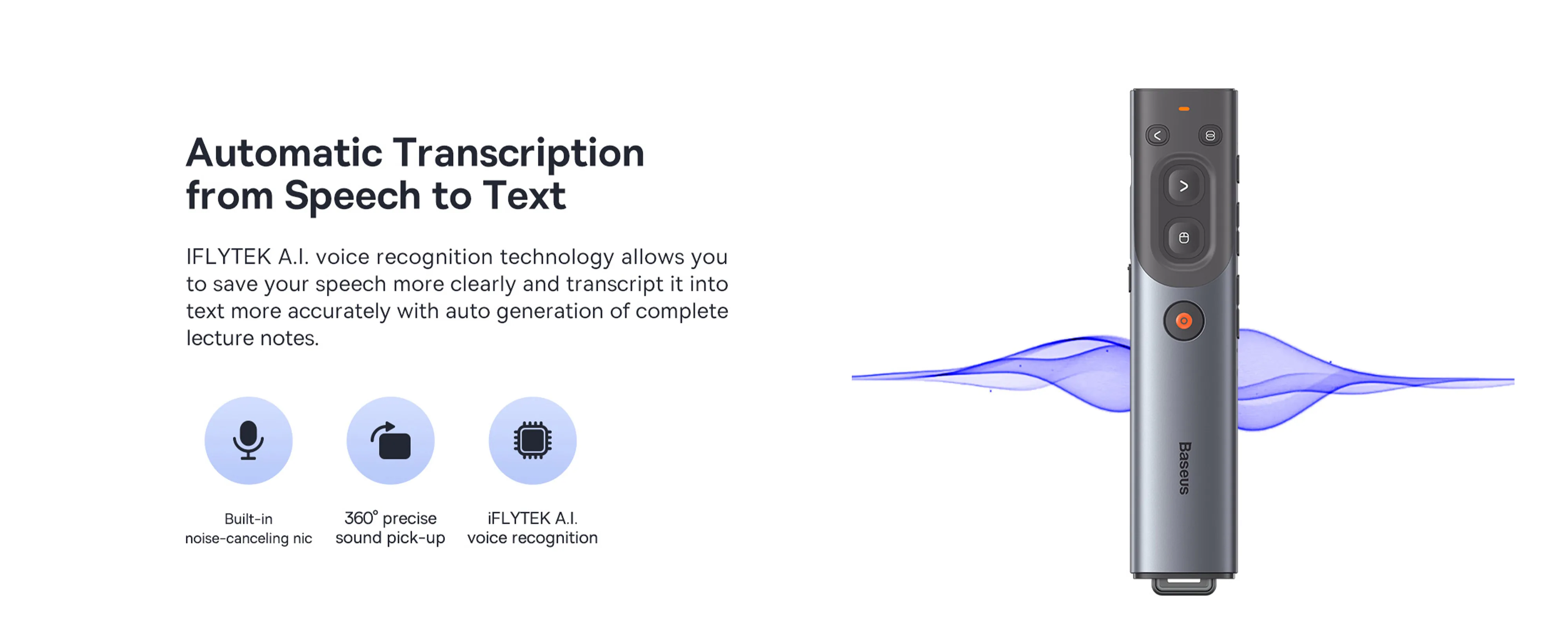 Baseus Orange Dot AI Wireless Presenter (Red Laser) for Sale in Pakistan